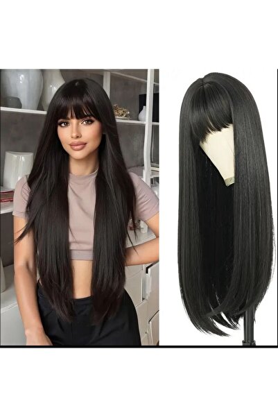 aura peruk Siyah düz perçemli gerçek saç dokusuna yakın yapıdaki medikal cilt...