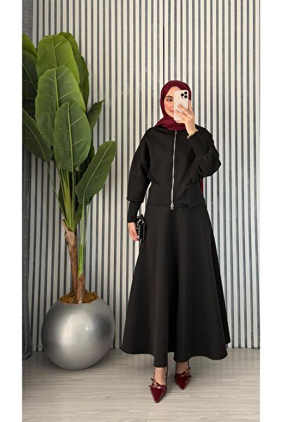 Molly Nelly Women's Double Zipper Cardigan Skirt Hijab Scuba Suit