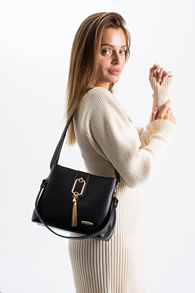 Çanta Sepetim KADIN Gold Detaylı 3 Bölmeli Omuz Ve Çapraz Çanta