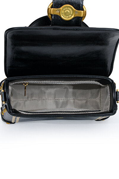 Levidor Authentic Phaeton Metal Logo and Embroidery Detailed Small Size Women's Hand and Shoulder Bag Lv930573 Black