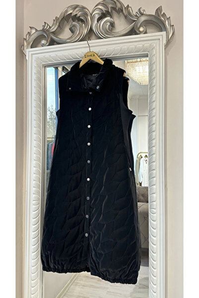 Invee Snap Closure Silk Leather Vest - Black