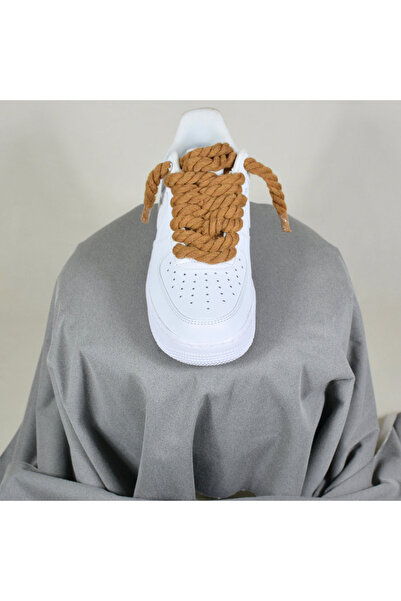 Nike Air Force 1 Low Custom Rope Laces Sneakers Personalized Terracotta Brown-Brown-thick lace