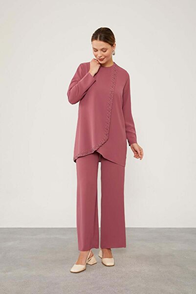 Levidor Pink Pearl Embroidered Chiffon Suit Set