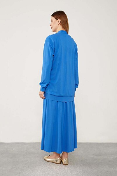 Levidor Σετ φούστας με κουμπιά και ζακέτα μπλε κοβαλτίου