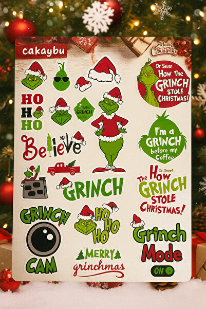 cakaybu Set de autocolante de Crăciun Grinch – Foaie de autocolante tematice ...
