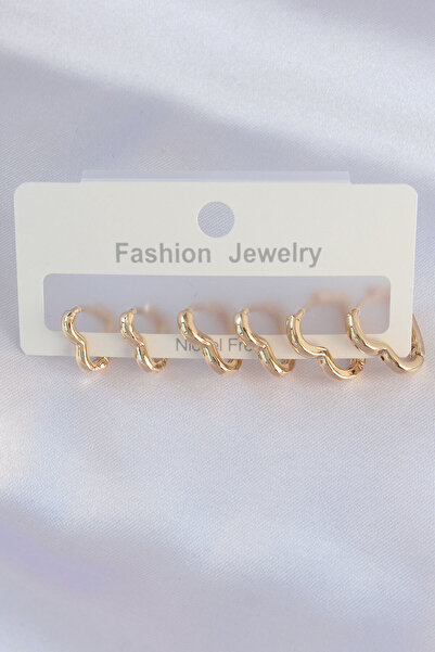 Mustran Brass Gold Color Heart Model Earring Set