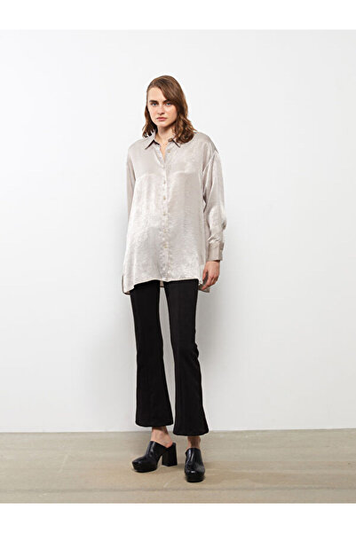 LC Waikiki Front Button Closure Plain Long Sleeve Satin Women's Shirt