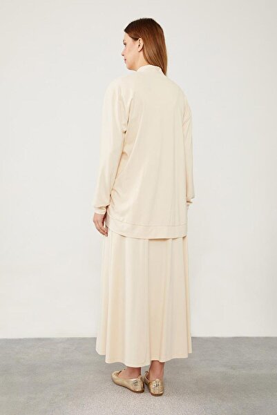 Levidor Σετ φούστας με ζακέτα με κουμπιά σε μπεζ χρώμα