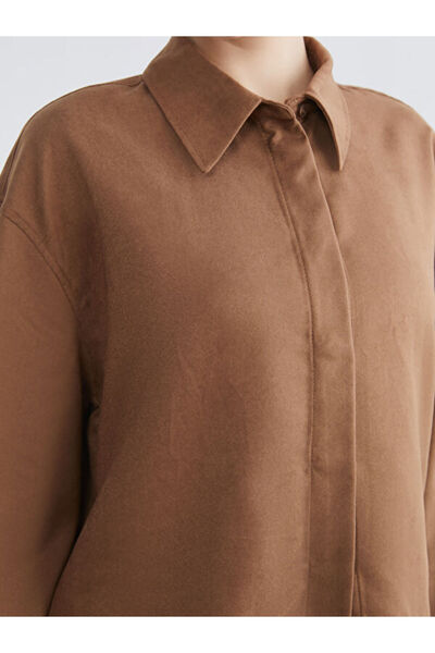 LC Waikiki Oversized Women's Suede Look Shirt