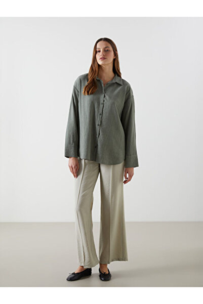 LC Waikiki Textured Oversize Krinkle Women's Shirt