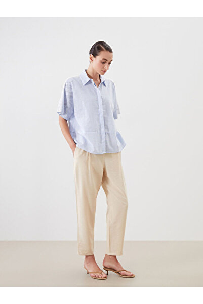 LC Waikiki Striped Lace Detailed Oversize Women's Shirt