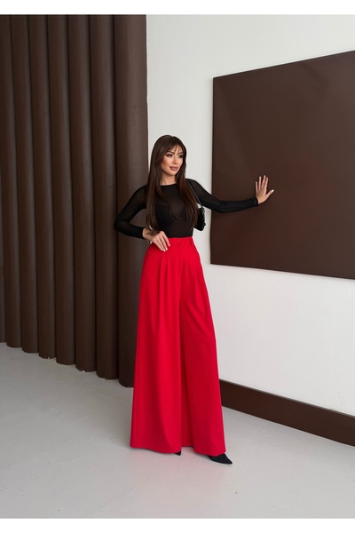 Nadrina Wide Leg Double Pleated Palazzo Pants