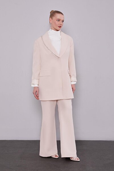 Levidor Σετ παντελόνι και μπουφάν με μπεζ λαιμόκοψη και λεπτομέρεια τσέπης