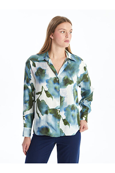 LC Waikiki Patterned Oversize Satin Women's Shirt