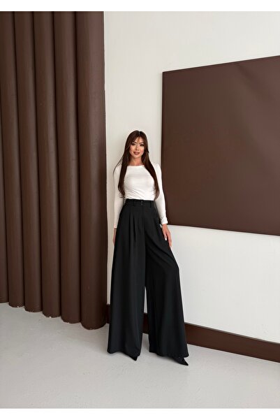 Nadrina Wide Leg Double Pleated Palazzo Pants
