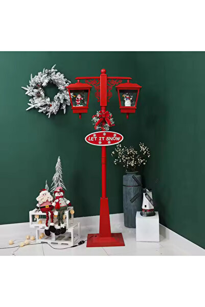 iKlassQeer Felinar stradal cu moș Crăciun,roșu, 81x40x188 cm PVC