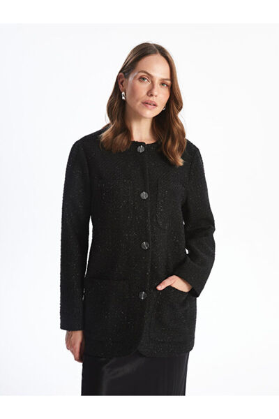 LC Waikiki Patterned Long Sleeve Women's Tweed Blazer Jacket