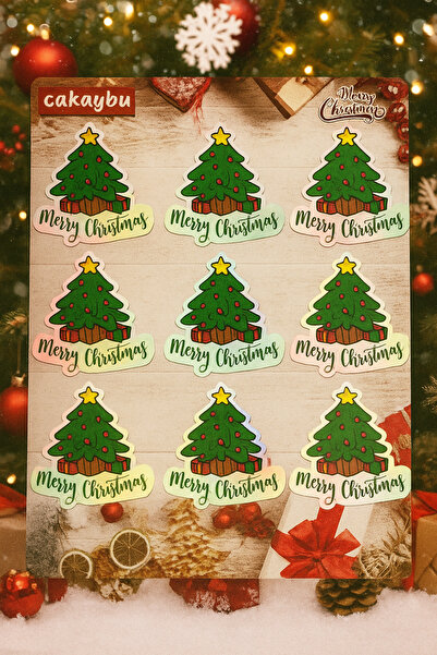 cakaybu Autocolant pentru brad de Crăciun – 9 bucăți de Crăciun – Pachet cadou