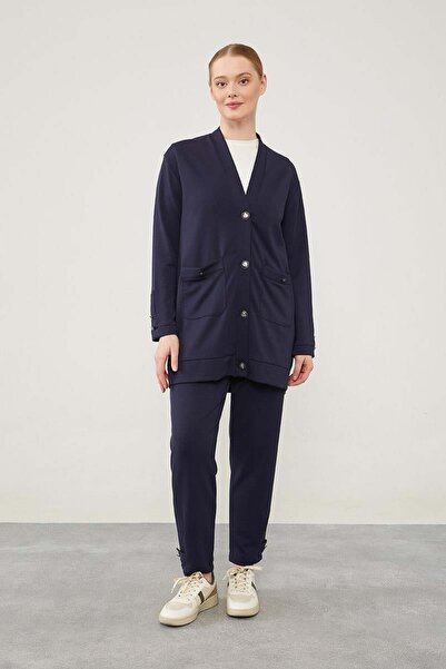 Levidor Laci-Laci Ribbed Button Detailed Cardigan Suit