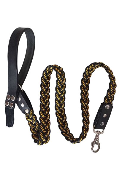 balkonda حزام مشي للكلاب مع مقود جلدي، 9 طبقات من الجديلة المنسوجة، باللونين ...