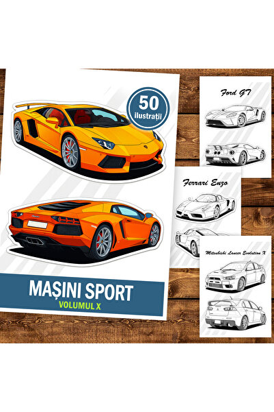 Legendary Gifts Anti-stress coloring book, 50 illustrations Sports Cars - Volume X, 106 pages