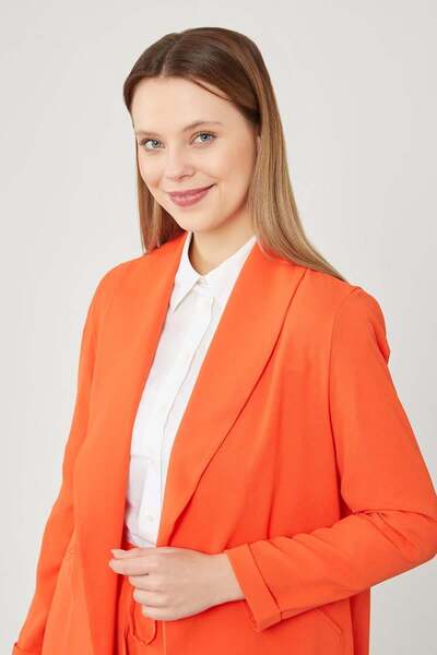 Levidor Σετ μπουφάν και τοπ με πορτοκαλί γιακά σάλι