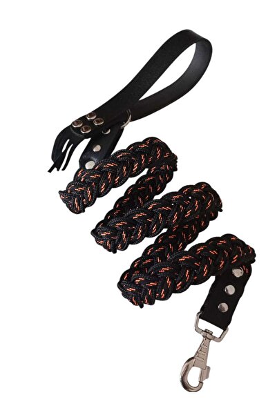 balkonda حزام مشي للكلاب مع مقبض جلدي، 9 طبقات من نسيج الشعر، حبل مزخرف، برتق...