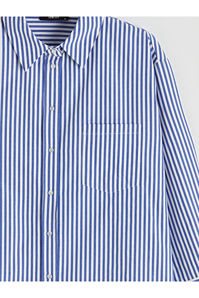 LC Waikiki Cămașă de damă din poplin oversize cu dungi