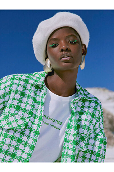 LC Waikiki Дамска риза от туид с дълги ръкави и копчета отпред