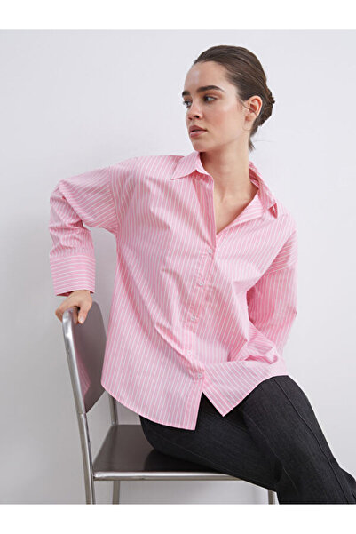 LC Waikiki Striped Oversize Poplin Women's Shirt