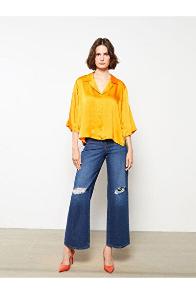 LC Waikiki Front Button Closure Plain Satin Women's Shirt