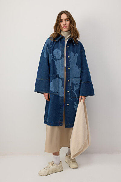 Touché Privé Flower Patterned Denim Jacket