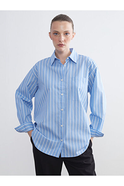 LC Waikiki Cămașă de damă din poplin oversize cu dungi