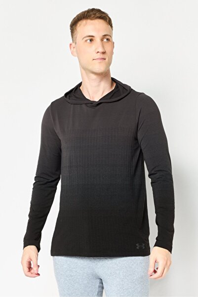 Under Armour Men Fitted Hooded Long Sleeve Training Top, Dark Grey