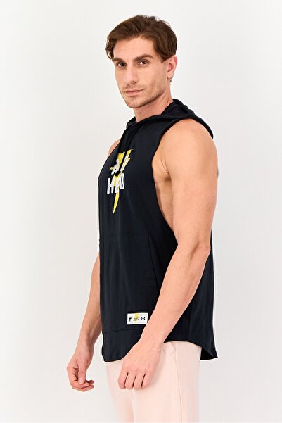 Under Armour x DC Men Black Adam Loose Fit Hooded Sleeveless Training Vest, Black