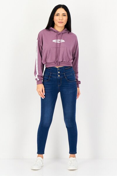 Levi's Women Graphic Print Long Sleeve Hoodies, Purple