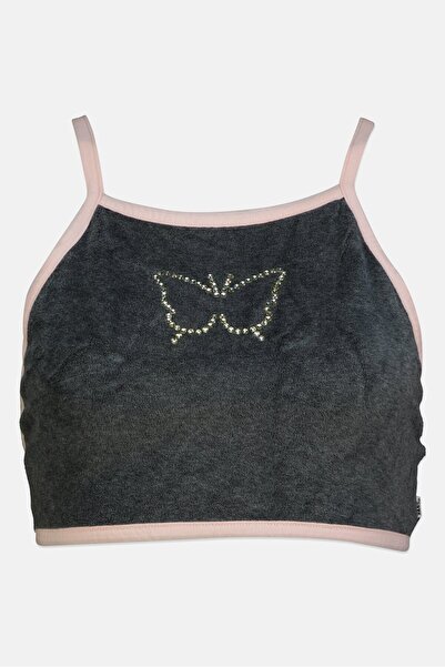 Vans Women Textured Tie Closure Swimwear Top, Heather Grey