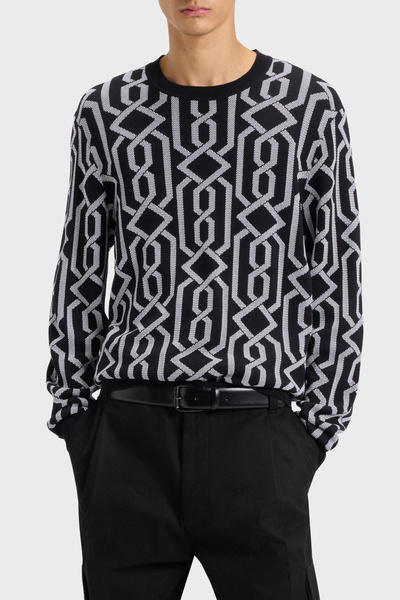 HUGO Desenli Yün Karışımlı Regular Fit Bisiklet Yaka Kazak Erkek KAZAK 505470...