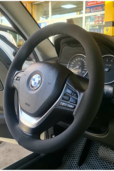 gürler oto kılıf ve aksesuar Bmw ile Uyumlu Dikmeli Direksiyon Kılıfı Alkantara Siyah