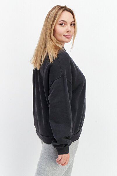 Pepe Jeans Women Crew Neck Long Sleeve Graphic Print Sweatshirt, Black