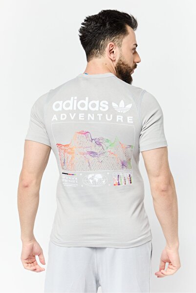 adidas Men Sportswear Fit Short Sleeve Outdoor T Shirt, Light Grey