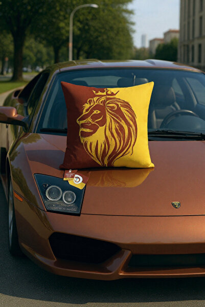 Galatasaray Licensed Bandroll Fan Pillow 1 Piece – with Lion Figure, Crown & Logo Detail