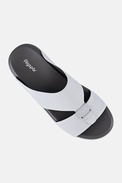 Algspar Men Double Strap Slip On Arabic Sandals, Light Grey