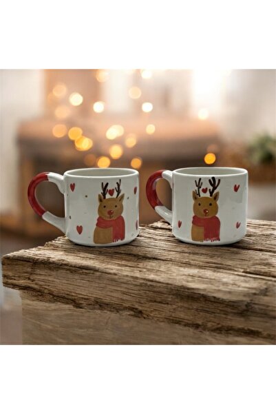 ADEN LİNA ART WORKSHOP Özel Kabartmalı 2 L İ Yılbaşı Kırmızı Renk GEYİK Desen...