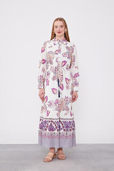 Levidor Φόρεμα με μπεζ πουκάμισο με λεπτομέρεια με κορδόνι στη μέση