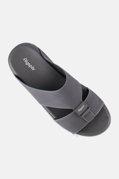 Algspar Men Slip On Arabic Sandals, Dark Grey