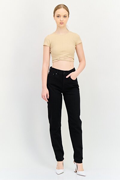 Levi's Women Boyfriend Fit Solid Stretchable Jeans, Black