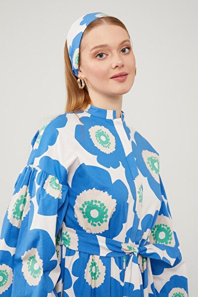 Levidor Φόρεμα με μοτίβο λουλουδιών με μπαντάνα μπλε κοβαλτίου