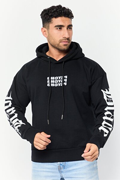 Diesel Men Embroidered Long Sleeves Hoodie, Black