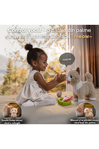 tumama Interactive Kitten Toy - Walks, Meows, Licks and Moves Head and Tail, Multiple Accessories